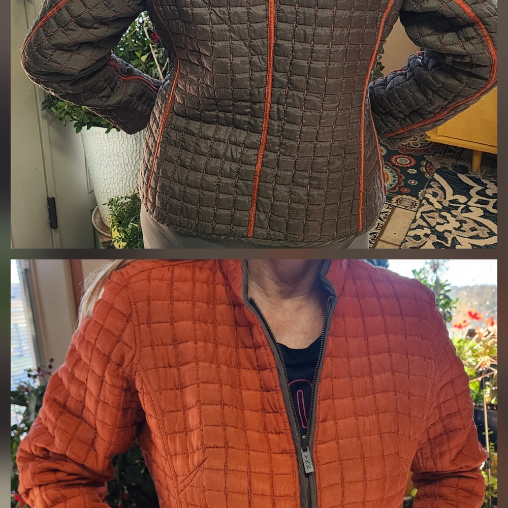 Reversible Olive/Orange Quilted Jacket